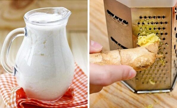 Bereiten Sie einen Cocktail mit Kefir und geriebenem Ingwer zu
